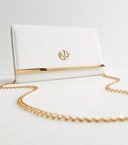 New Look White Leather-Look Clutch Bag